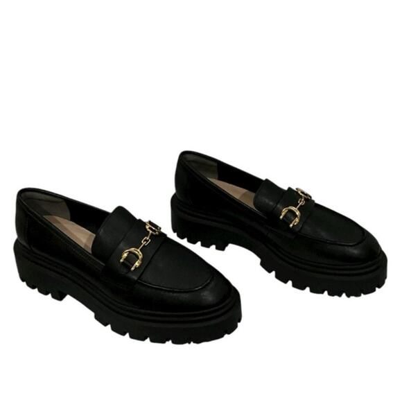 Stuart Weitzman Owen Buckle Ultra Lug Loafer Black Leather Size 7B NWT - Picture 2 of 14